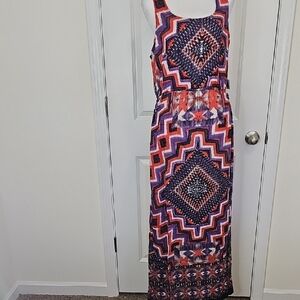 Angie Geometric Patterned Maxi Dress - Multicolor Size L
